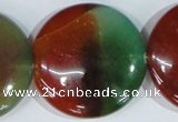 CAG1041 15.5 inches 40mm flat round rainbow agate beads