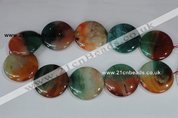 CAG1045 15.5 inches 40mm flat round rainbow agate beads