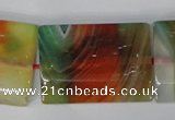 CAG1057 15.5 inches 25*35mm flat tube rainbow agate beads