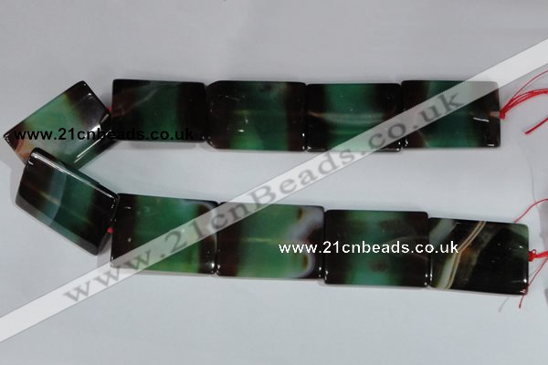 CAG1060 15.5 inches 30*40mm flat tube rainbow agate beads