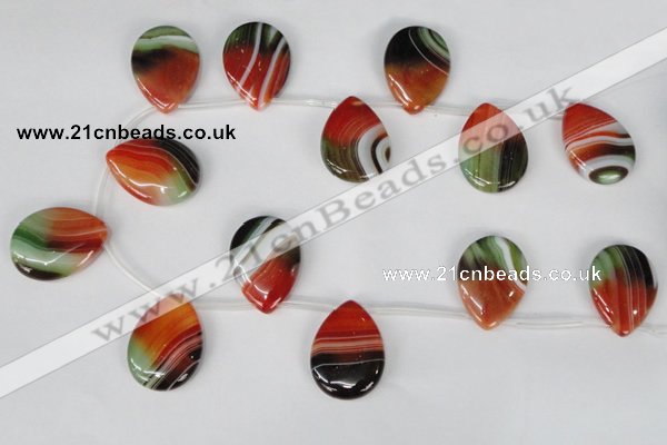 CAG1061 Top-drilled 22*30mm flat teardrop rainbow agate beads