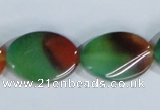 CAG1063 15.5 inches 18*25mm twisted oval rainbow agate beads