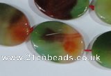 CAG1064 15.5 inches 22*30mm twisted oval rainbow agate beads