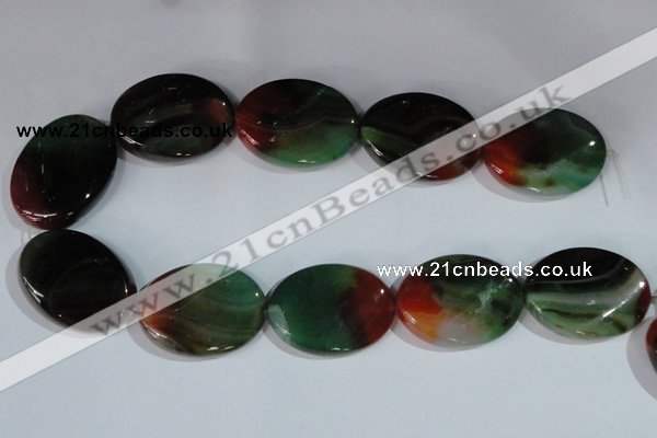 CAG1065 15.5 inches 30*40mm twisted oval rainbow agate beads