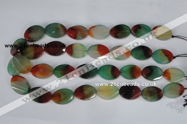 CAG1068 15.5 inches 18*25mm twisted & faceted oval rainbow agate beads