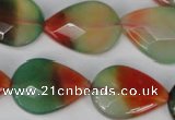 CAG1070 15.5 inches 18*25mm faceted flat teardrop rainbow agate beads