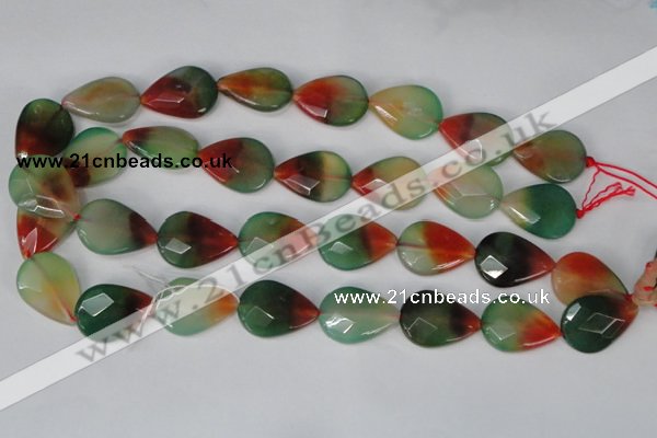 CAG1070 15.5 inches 18*25mm faceted flat teardrop rainbow agate beads