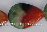 CAG1072 15.5 inches 30*40mm faceted flat teardrop rainbow agate beads