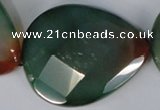 CAG1073 15.5 inches 40*50mm faceted flat teardrop rainbow agate beads