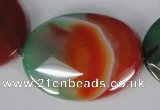CAG1078 15.5 inches 30*40mm faceted oval rainbow agate beads