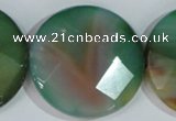 CAG1088 15.5 inches 40mm faceted coin rainbow agate beads