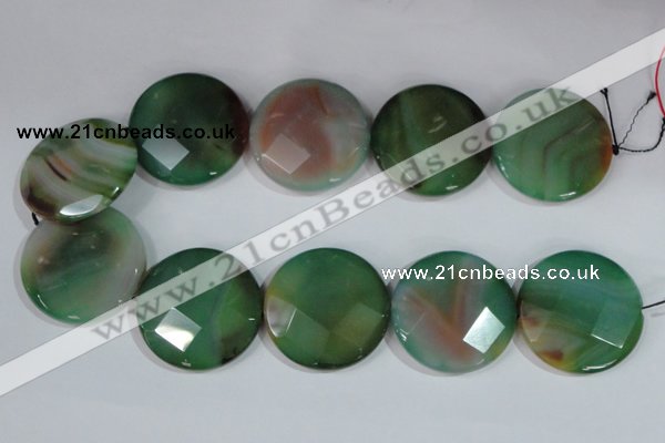 CAG1088 15.5 inches 40mm faceted coin rainbow agate beads