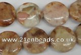 CAG1090 15.5 inches 18mm flat round Morocco agate beads wholesale