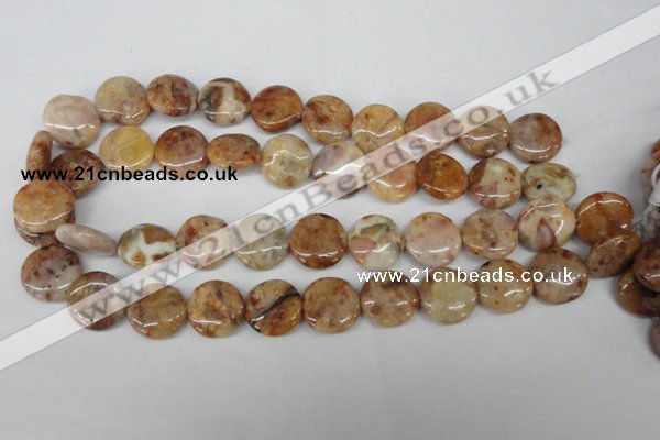 CAG1090 15.5 inches 18mm flat round Morocco agate beads wholesale