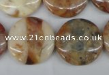 CAG1091 15.5 inches 25mm flat round Morocco agate beads wholesale