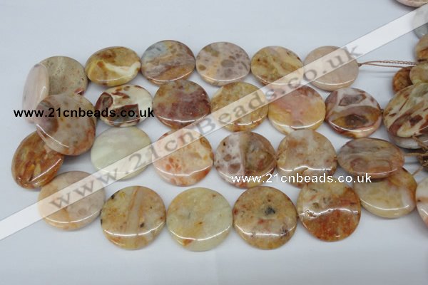 CAG1092 15.5 inches 30mm flat round Morocco agate beads wholesale