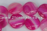 CAG1170 15.5 inches 18mm flat round line agate gemstone beads