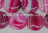 CAG1171 15.5 inches 20mm flat round line agate gemstone beads