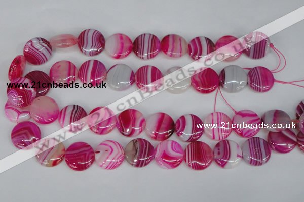 CAG1171 15.5 inches 20mm flat round line agate gemstone beads