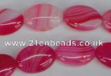 CAG1174 15.5 inches 13*18mm oval line agate gemstone beads