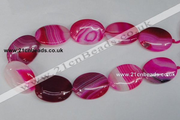 CAG1179 15.5 inches 30*40mm oval line agate gemstone beads