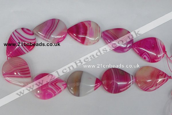 CAG1180 15.5 inches 30*40mm flat teardrop line agate gemstone beads