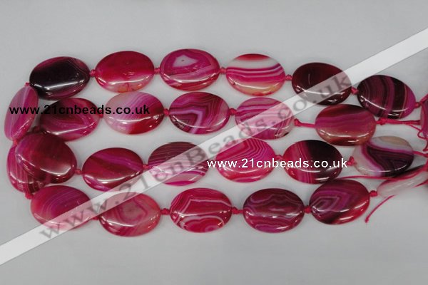 CAG1187 15.5 inches 22*30mm oval line agate gemstone beads