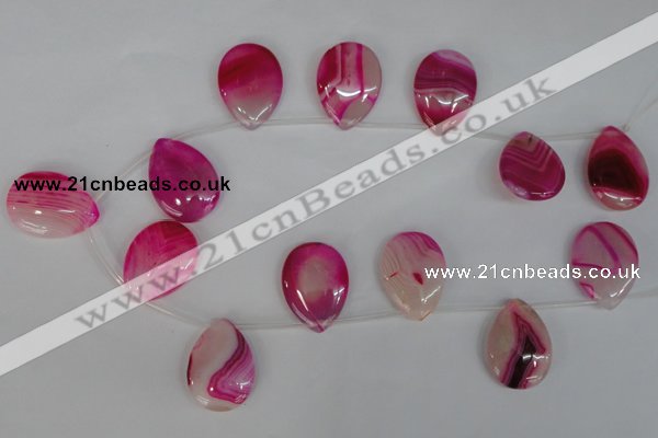 CAG1189 Top-drilled 22*30mm flat teardrop line agate gemstone beads