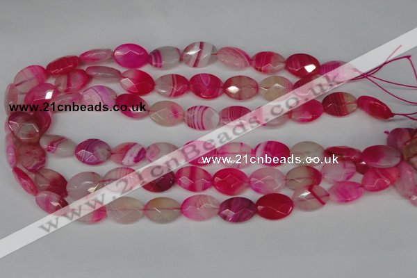 CAG1191 15.5 inches 13*18mm faceted oval line agate gemstone beads