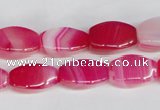 CAG1193 15.5 inches 8*16mm tetrahedron line agate gemstone beads