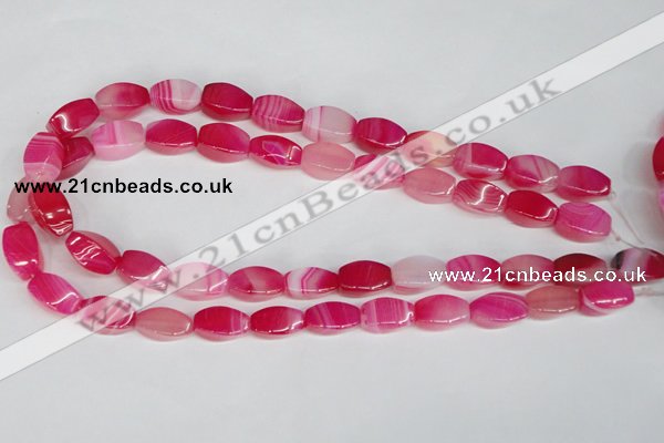 CAG1193 15.5 inches 8*16mm tetrahedron line agate gemstone beads