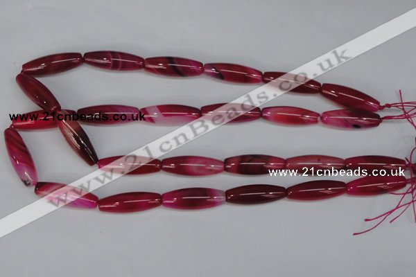 CAG1195 15.5 inches 10*30mm rice line agate gemstone beads