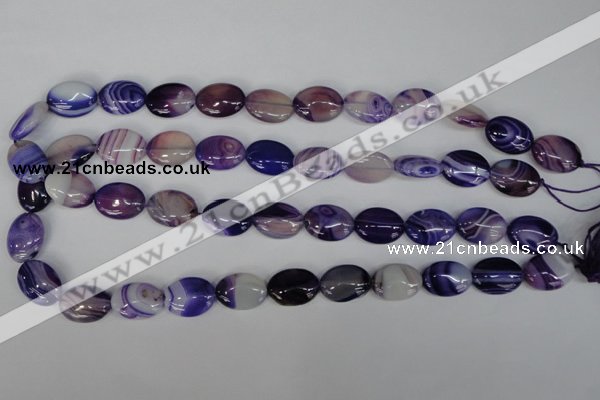 CAG1205 15.5 inches 10*14mm oval line agate gemstone beads