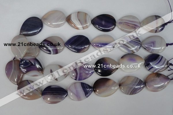 CAG1215 15.5 inches 22*30mm flat teardrop line agate gemstone beads