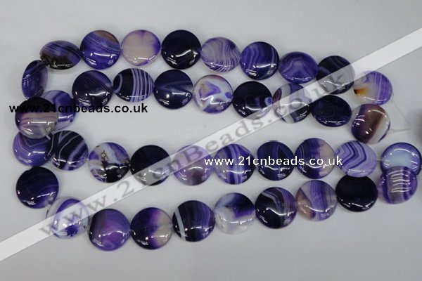 CAG1220 15.5 inches 20mm flat round line agate gemstone beads