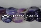 CAG1230 15.5 inches 10*14mm oval line agate gemstone beads