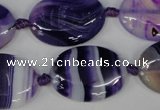 CAG1234 15.5 inches 18*25mm oval line agate gemstone beads