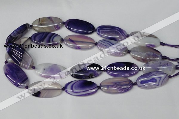 CAG1236 15.5 inches 20*40mm oval line agate gemstone beads