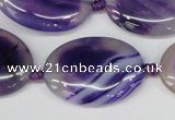 CAG1237 15.5 inches 22*30mm oval line agate gemstone beads