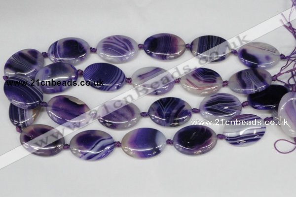 CAG1237 15.5 inches 22*30mm oval line agate gemstone beads