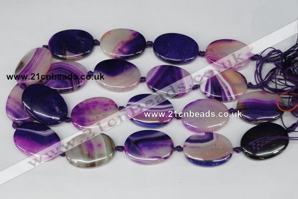 CAG1238 15.5 inches 25*35mm oval line agate gemstone beads