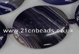 CAG1239 15.5 inches 30*40mm oval line agate gemstone beads