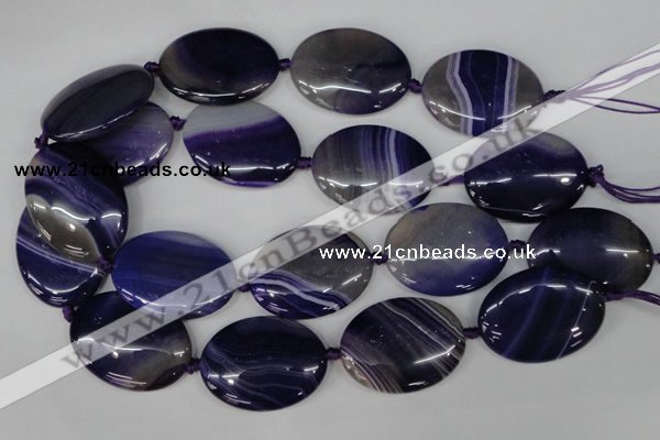 CAG1239 15.5 inches 30*40mm oval line agate gemstone beads