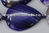 CAG1245 15.5 inches 30*40mm flat teardrop line agate gemstone beads