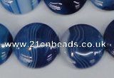 CAG1278 15.5 inches 20mm flat round line agate gemstone beads