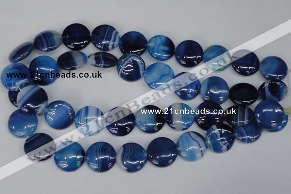 CAG1278 15.5 inches 20mm flat round line agate gemstone beads