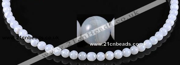 CAG128 6mm smooth round blue lace agate gemstone beads wholesale