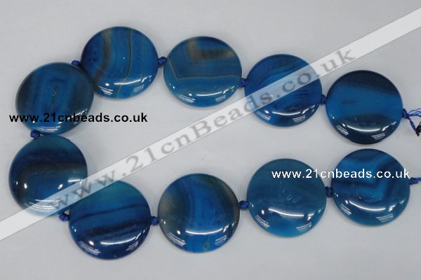 CAG1290 15.5 inches 35mm flat round line agate gemstone beads