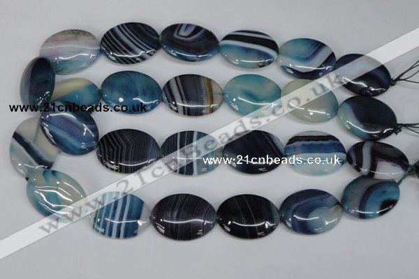 CAG1293 15.5 inches 22*30mm oval line agate gemstone beads