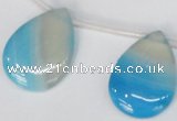 CAG1300 Top-drilled 22*30mm flat teardrop line agate gemstone beads